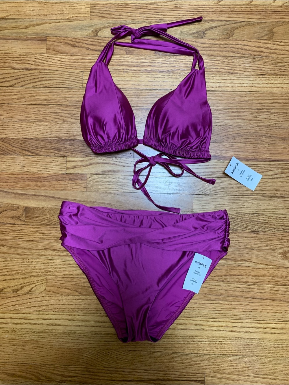 La Blanca swimsuit - earth goddess berry bikini set triangle top mid rise bottom